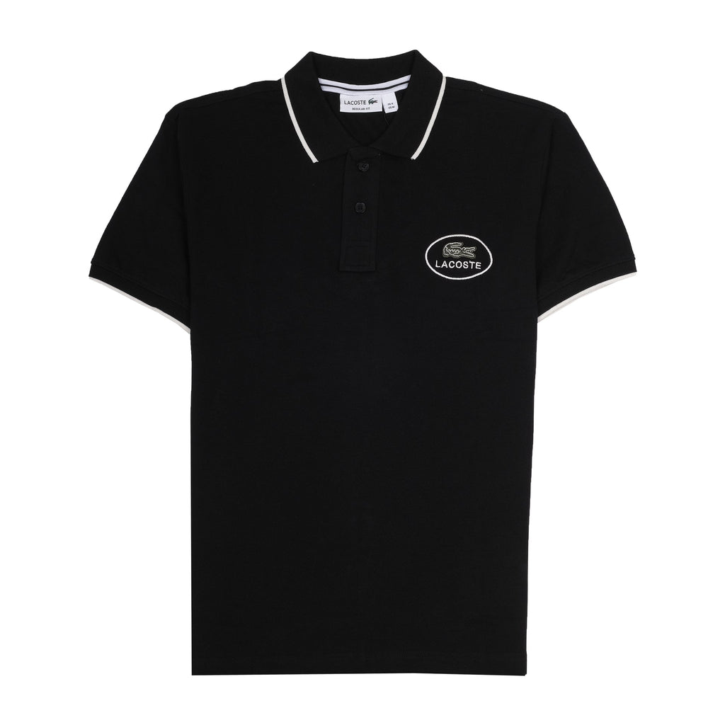 LACOSTE Midnight Noir Classic Fit Polo Shirt with Contrast Trim