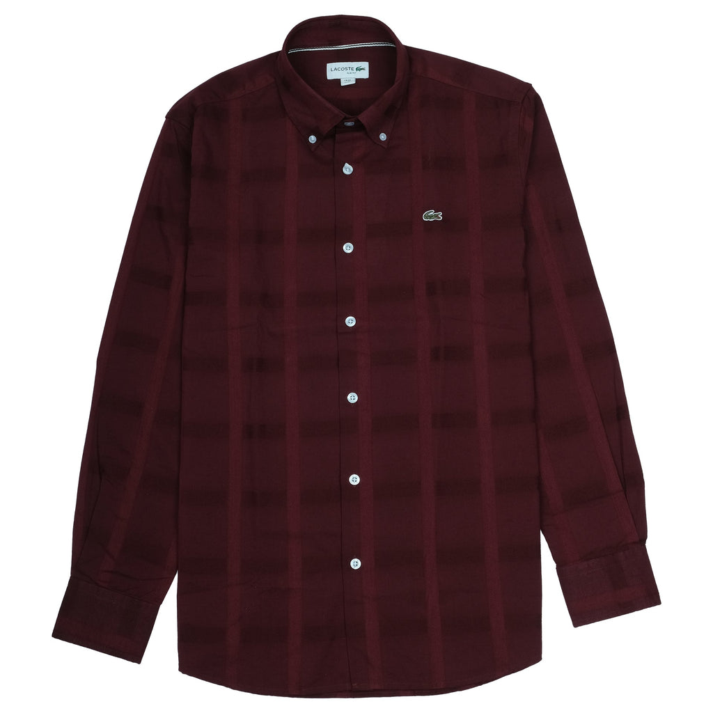 LACOSTE Garnet Plaid Classic Fit Long Sleeve Button-Up Shirt