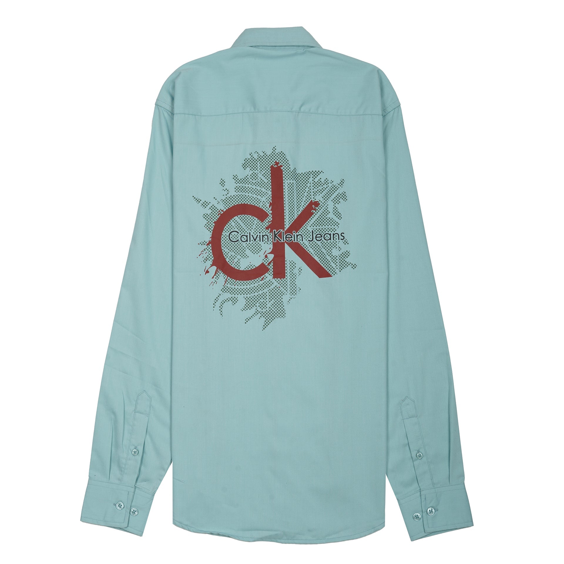 CALVIN KLEIN JEANS Tranquil Teal Tailored Fit Long Sleeve Graphic Shirt