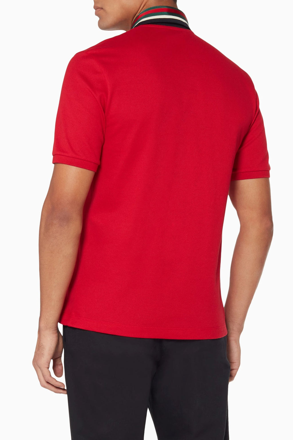 GUCCI Crimson Flame Classic Fit Polo Shirt with Iconic Striped Collar