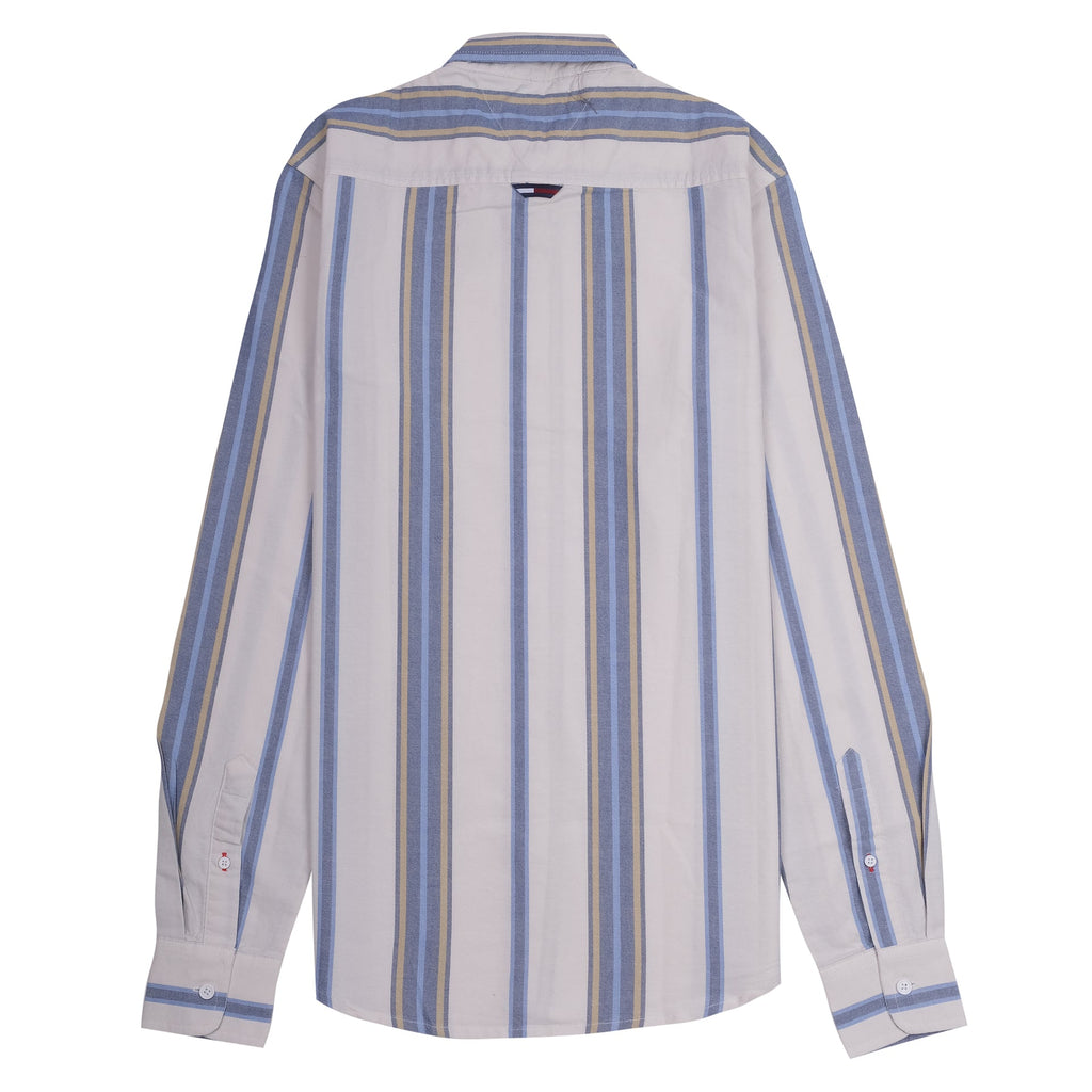 TOMMY JEANS Ocean Mist Tailored Fit Long Sleeve Striped Shirt
