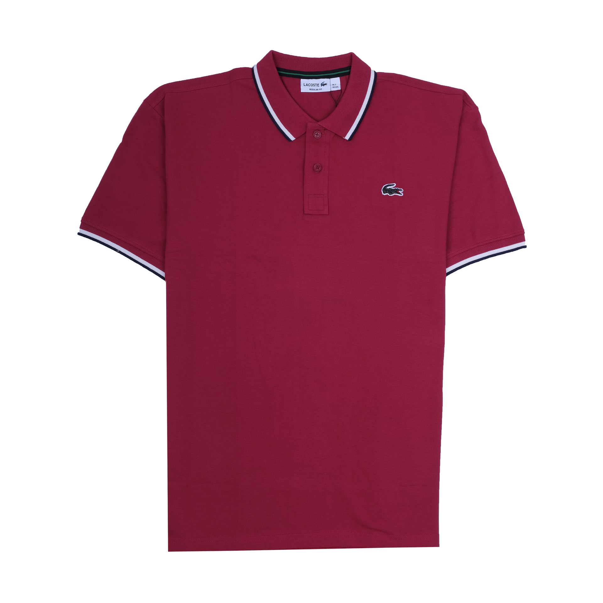 LACOSTE Crimson Wine Classic Fit Polo Shirt with Contrast Trim