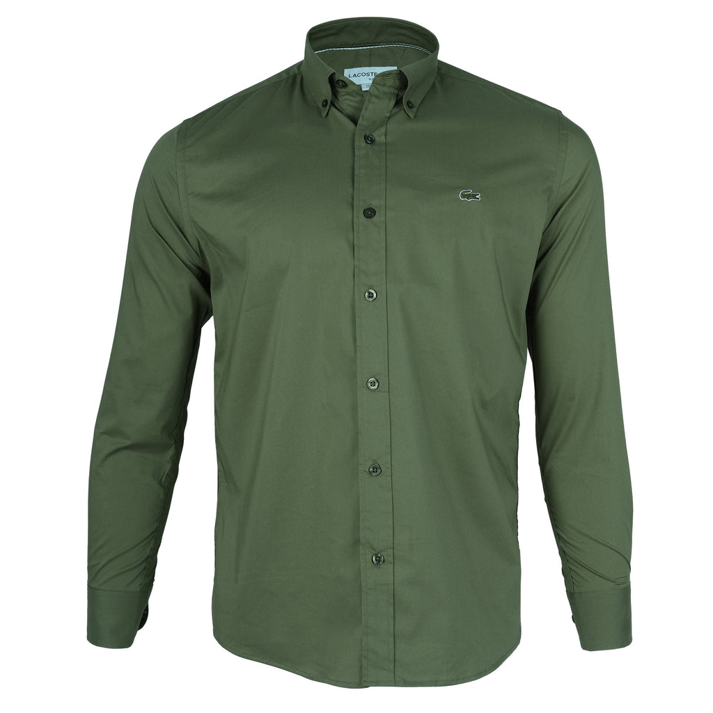 LACOSTE Olive Drizzle Classic Fit Long Sleeve Button-Up Shirt