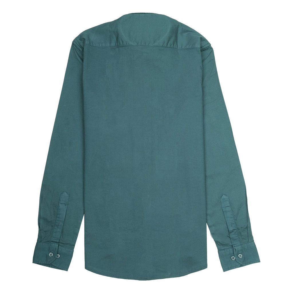 EMPORIO ARMANI Oceanic Teal Slim Fit Textured Long Sleeve Shirt