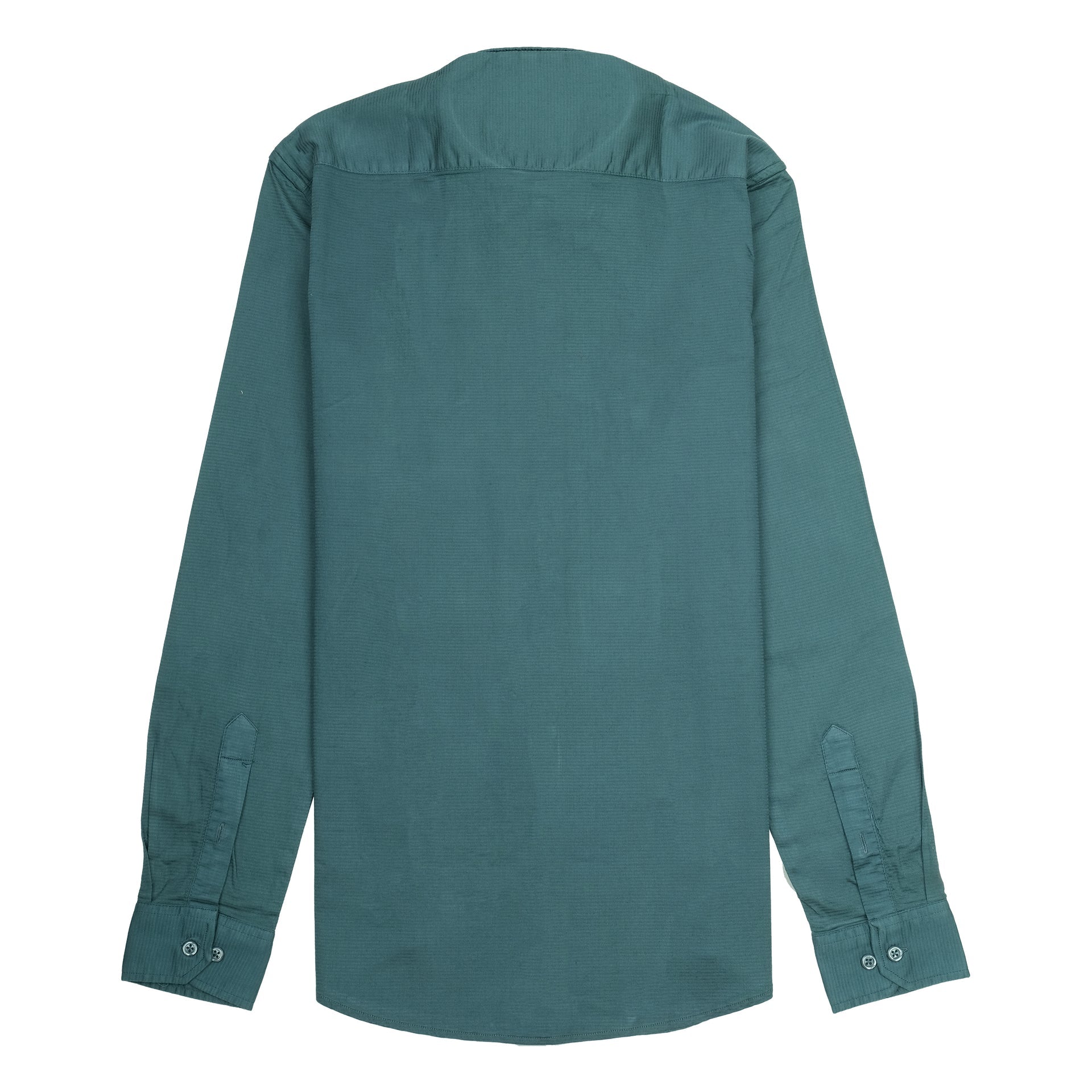 EMPORIO ARMANI Oceanic Teal Slim Fit Textured Long Sleeve Shirt
