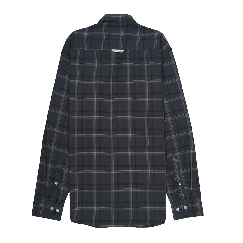 CALVIN KLEIN Shadowed Steel Tailored Fit Long Sleeve Flannel Shirt