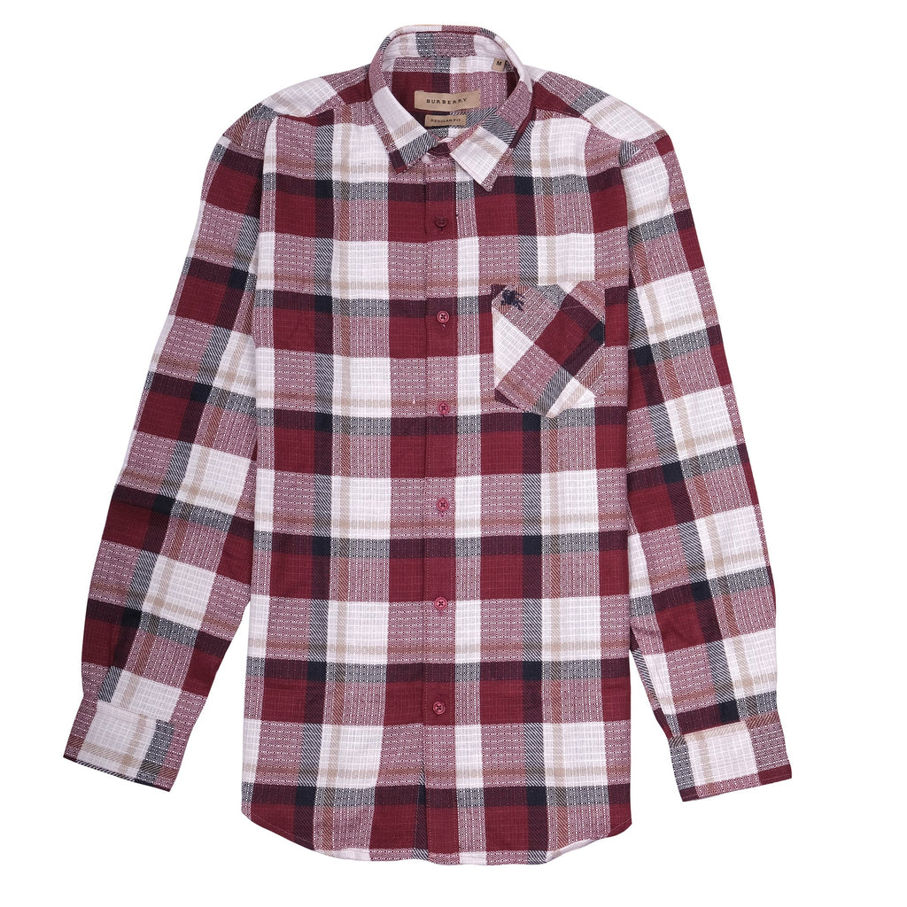 BURBERRY Garnet Plaid Slim Fit Long Sleeve Shirt