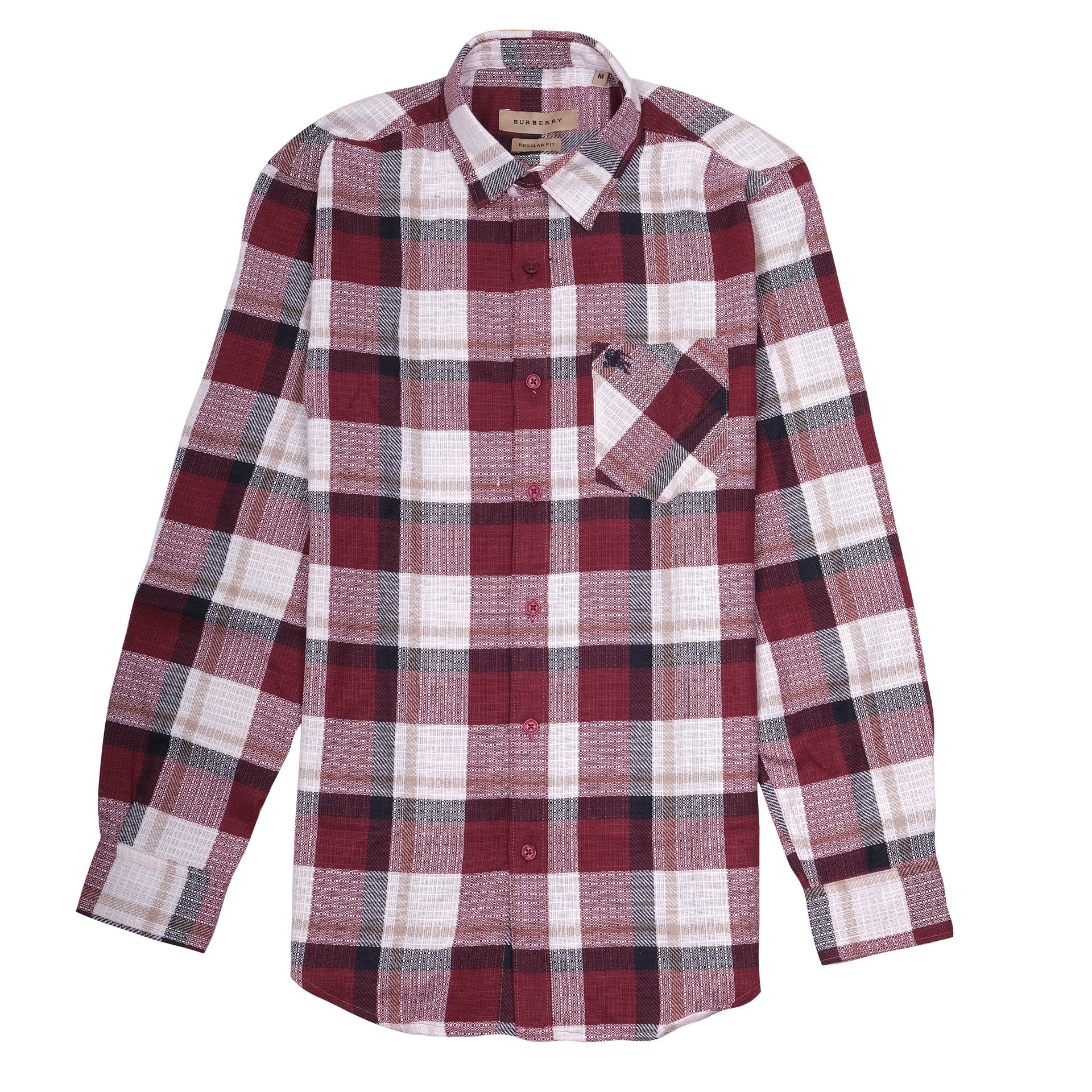 BURBERRY Garnet Plaid Slim Fit Long Sleeve Shirt