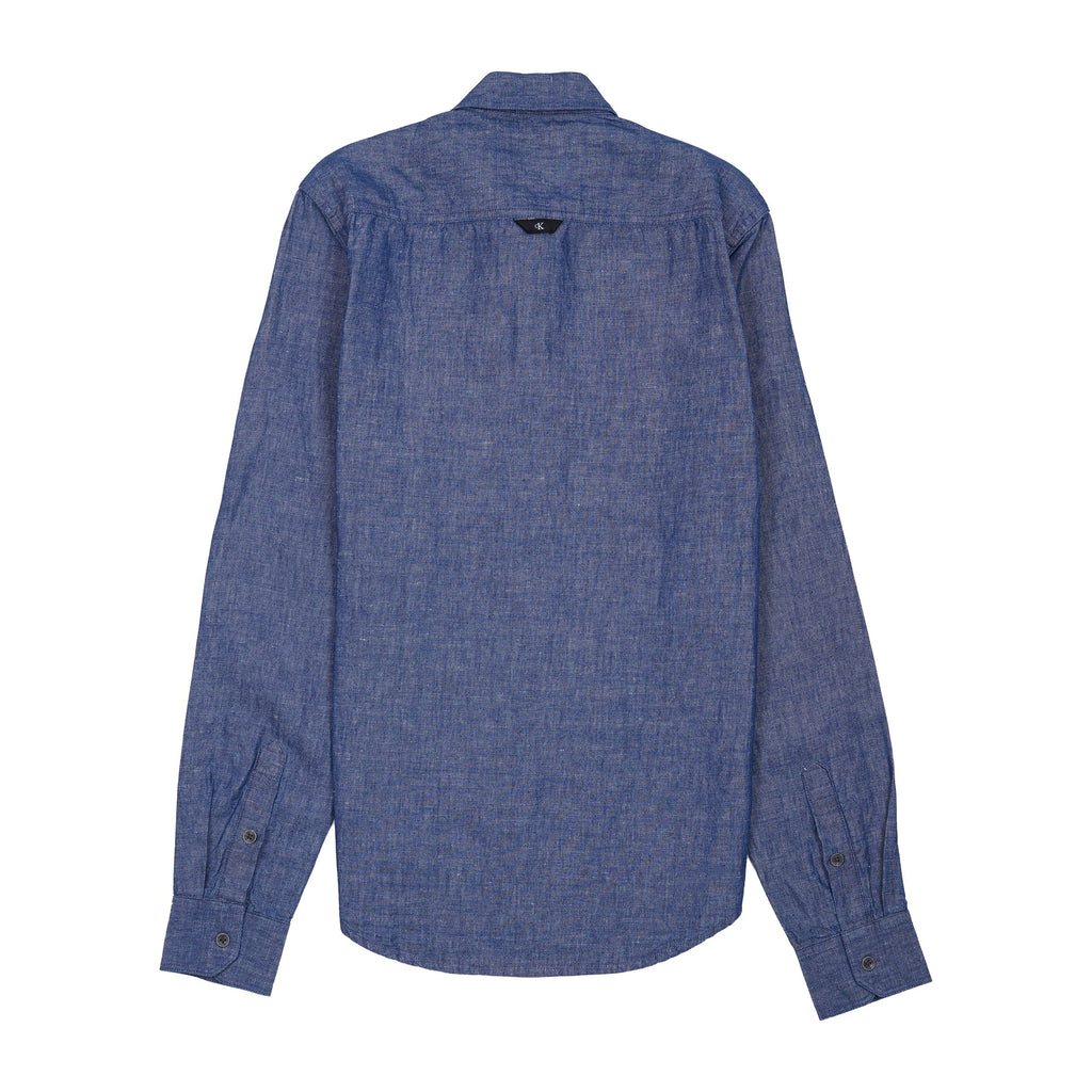 CALVIN KLEIN Serene Azure Tailored Fit Long Sleeve Chambray Shirt