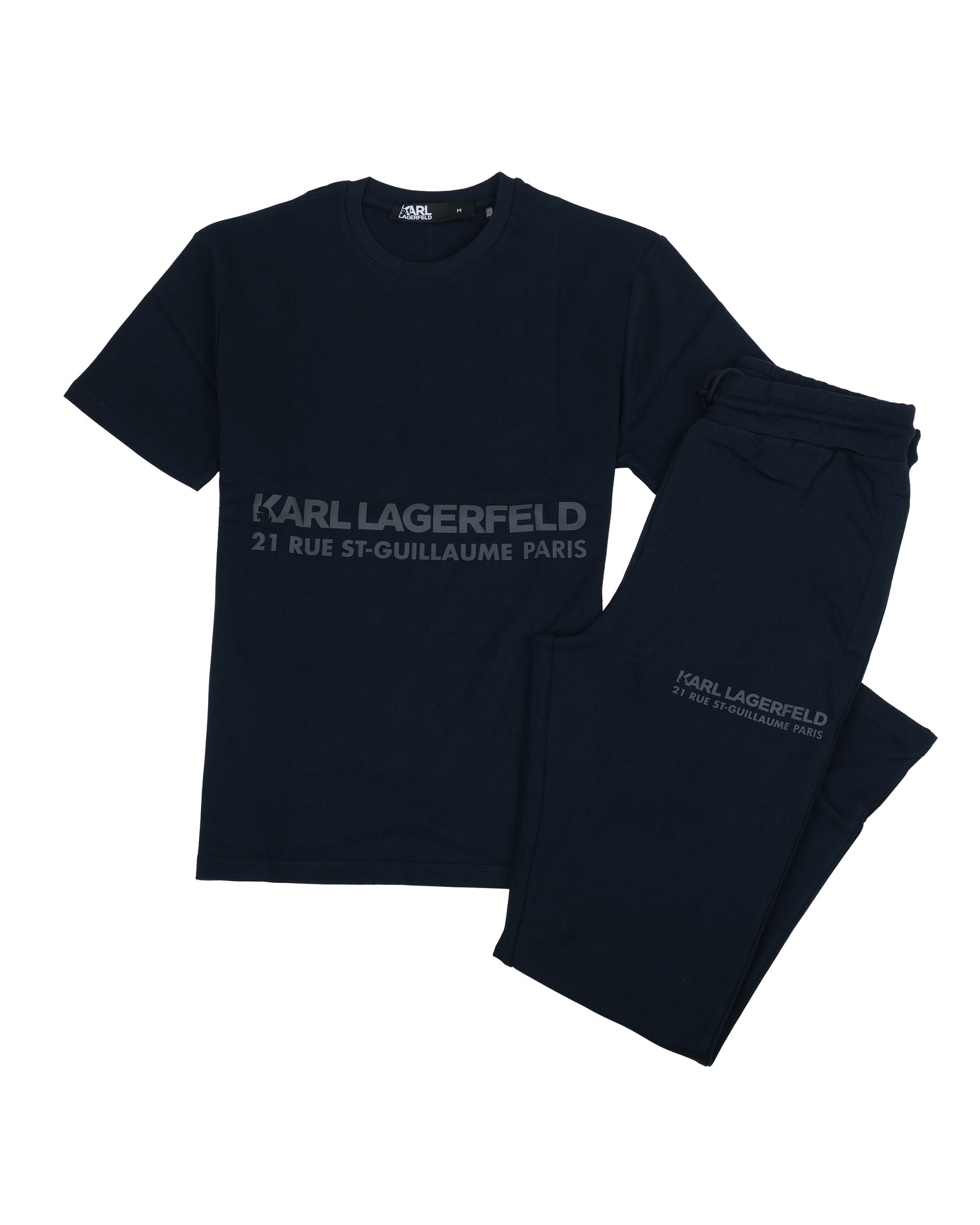 KARL LAGERFELD Midnight Navy Luxe Graphic Crewneck Tee