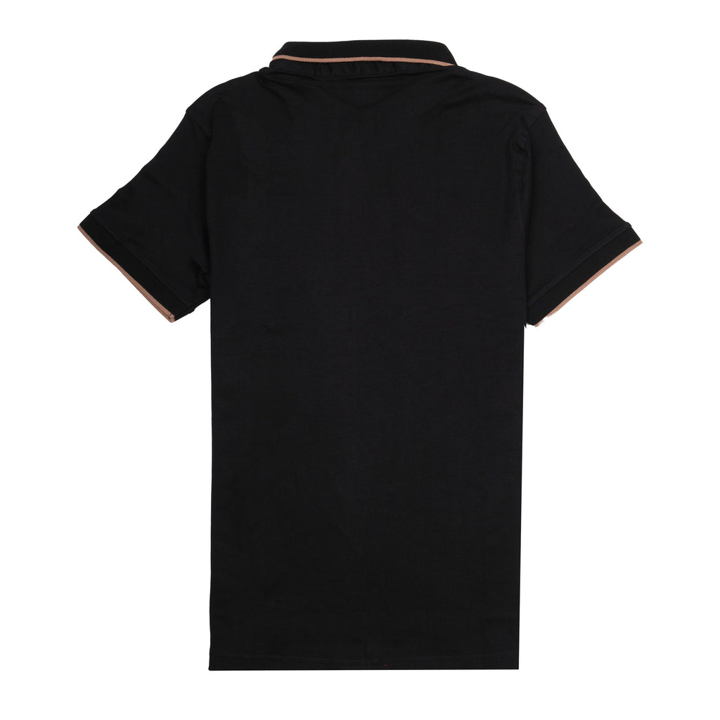 DOLCE&GABBANA Midnight Noir Slim Fit Polo Shirt with Luxe Gold Logo Embroidery