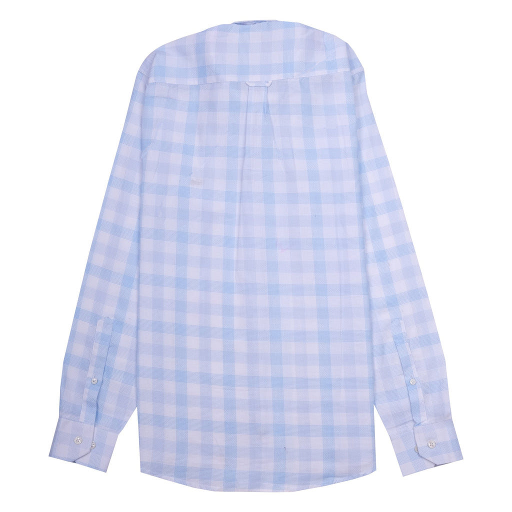 LACOSTE Sky Blue Gingham Classic Fit Long Sleeve Shirt
