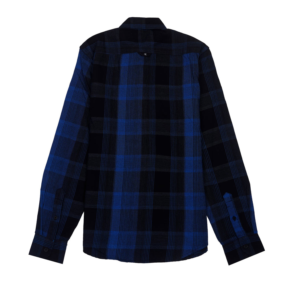 CALVIN KLEIN Enchanted Azure Tailored Fit Long Sleeve Flannel Shirt