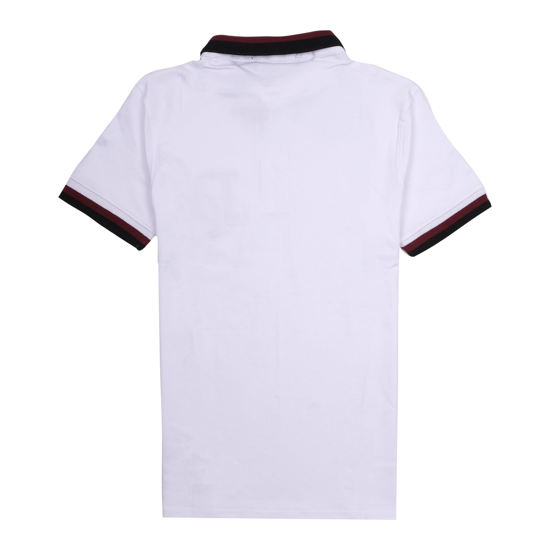 DOLCE&GABBANA Frosted White Slim Fit Polo Shirt with Burgundy Accents
