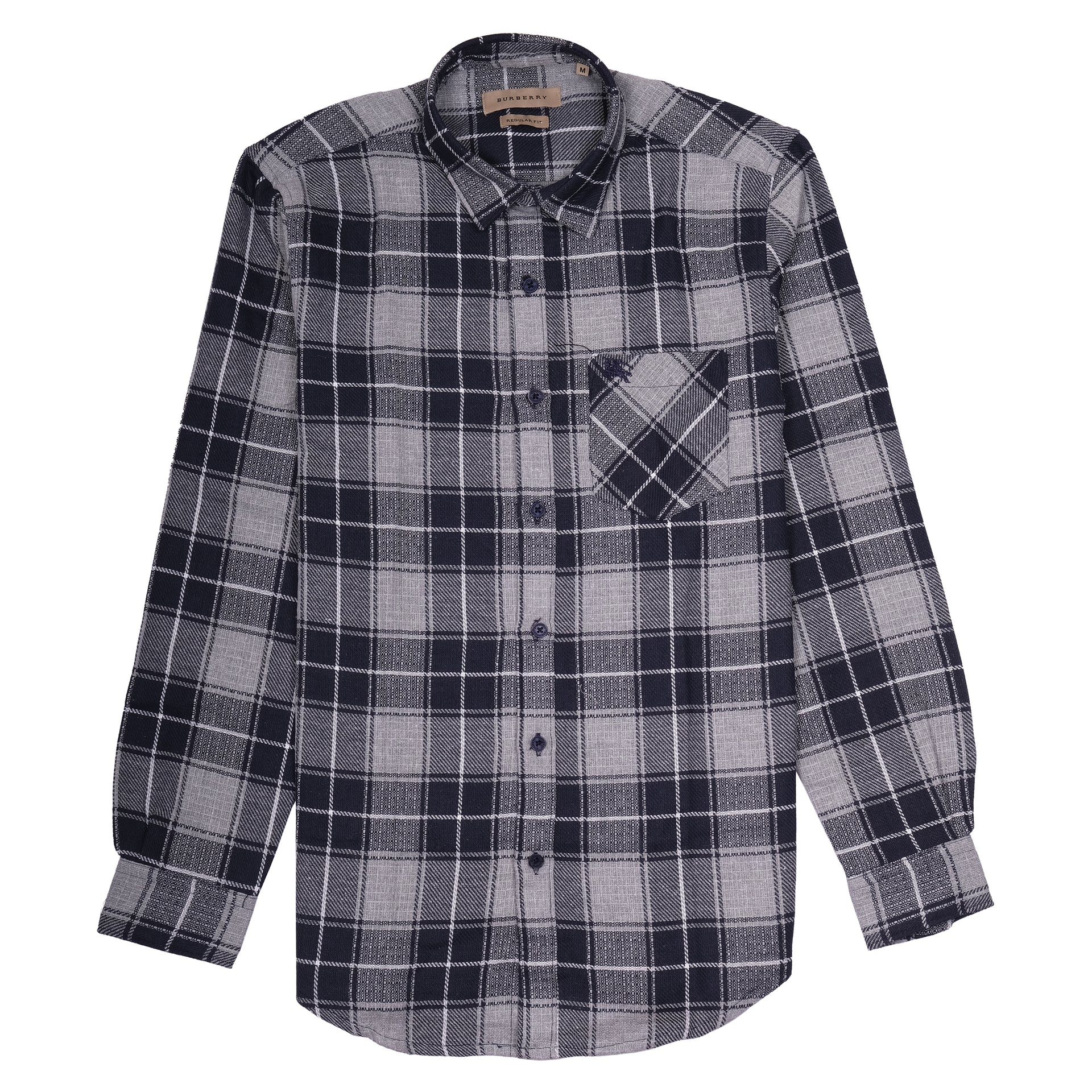 BURBERRY Midnight Plaid Slim Fit Long Sleeve Flannel Shirt