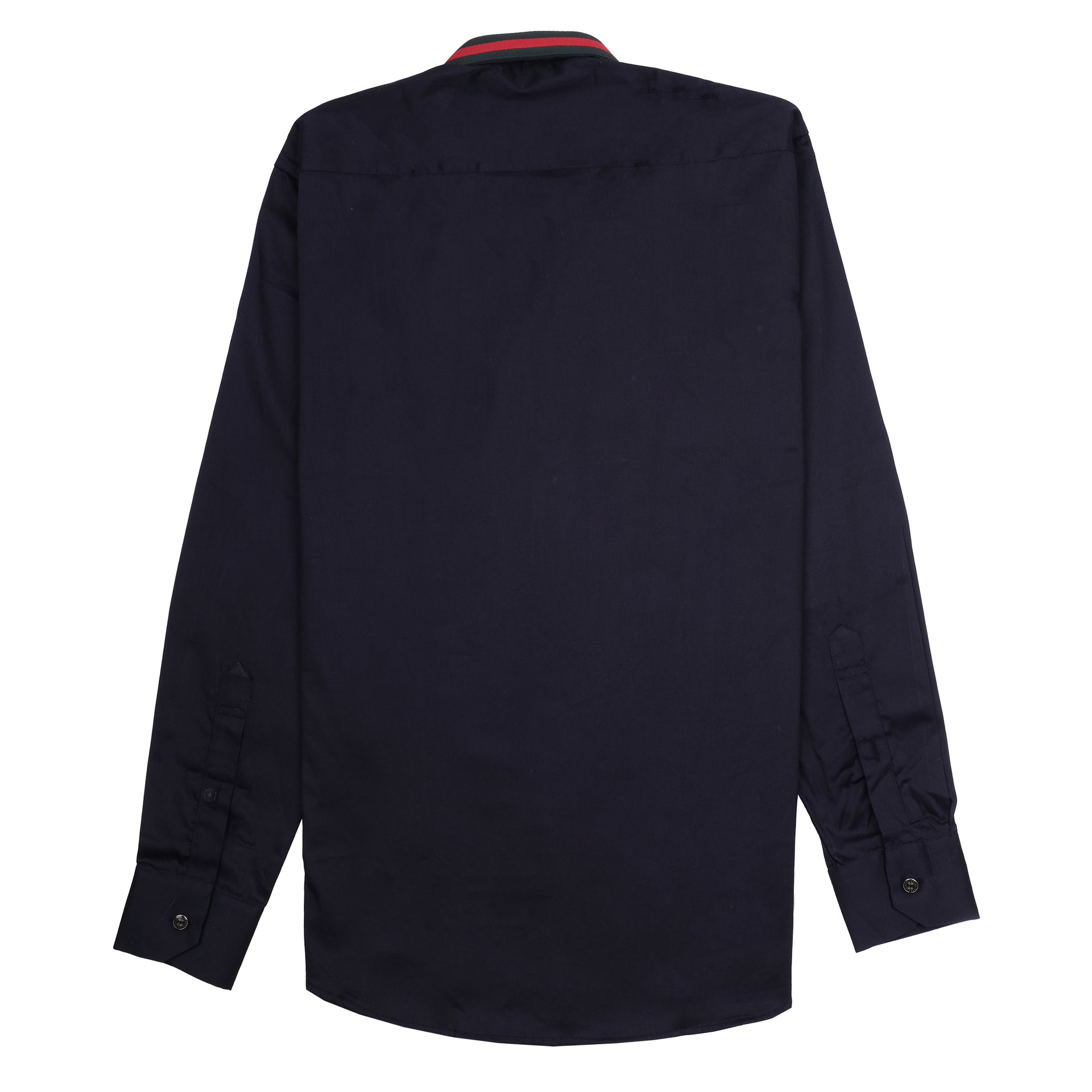 GUCCI Midnight Ocean Classic Fit Button-Up Shirt with Crimson Trim