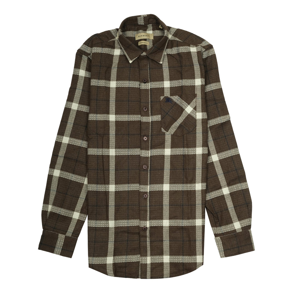 BURBERRY Rustic Walnut Check Flannel Long Sleeve Shirt