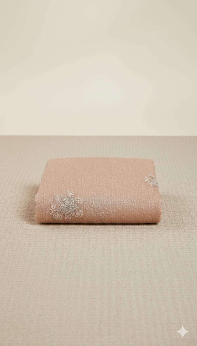 Elegant Attire Embroidered Peach Saree with Shimmer