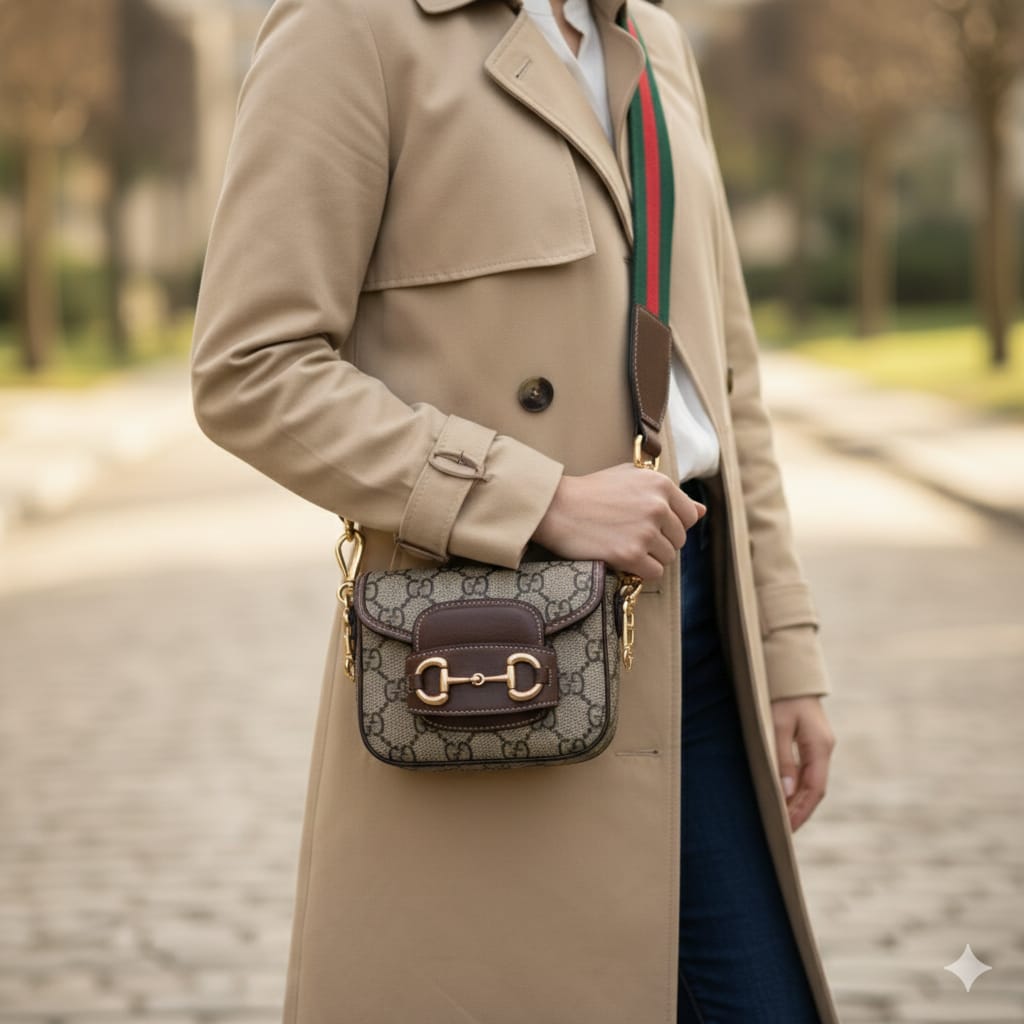 Gucci Mini GG Supreme Crossbody Bag with Web Strap (IMPORTED)