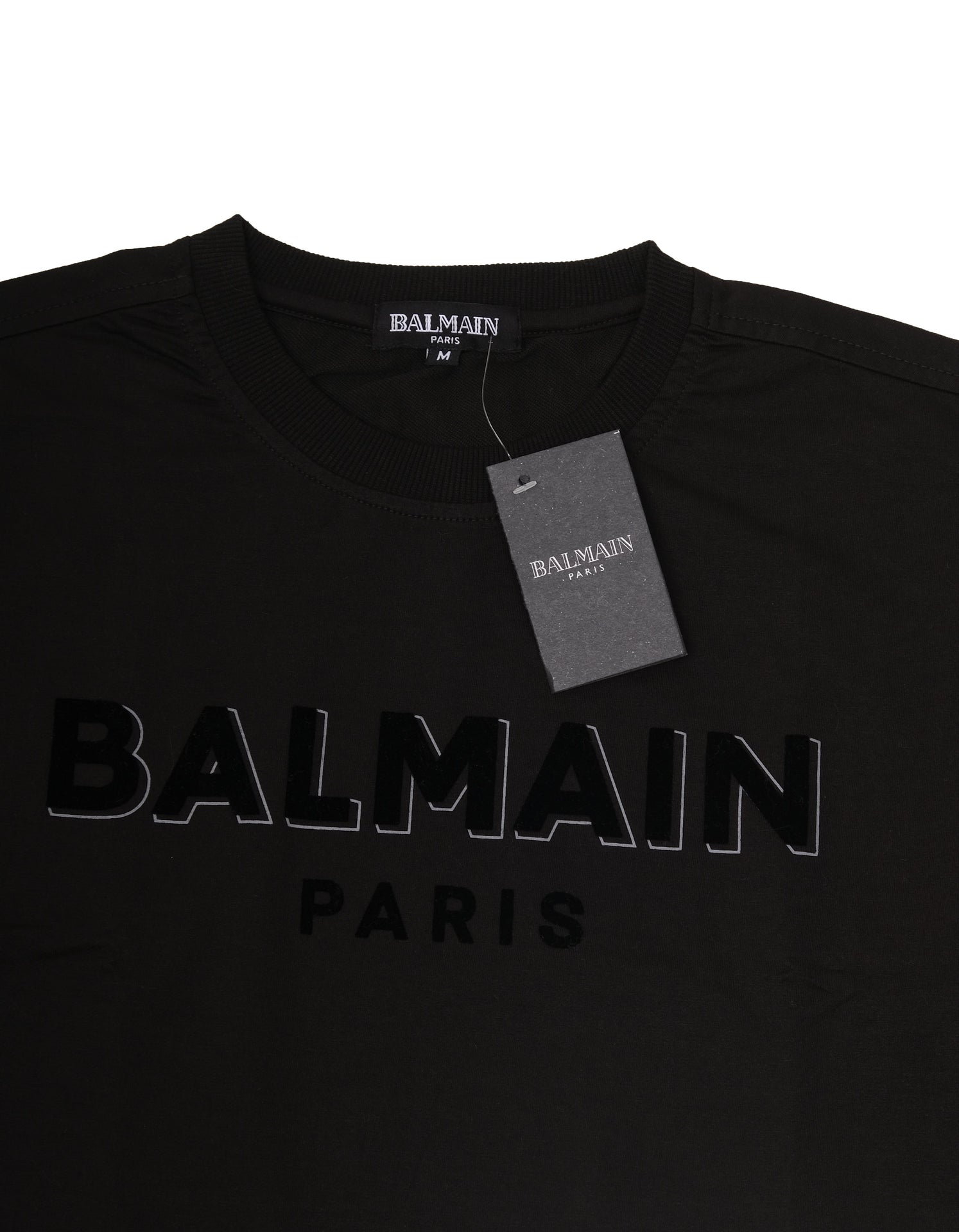 BALMAIN Midnight Noir Luxe Logo Short Sleeve Tee