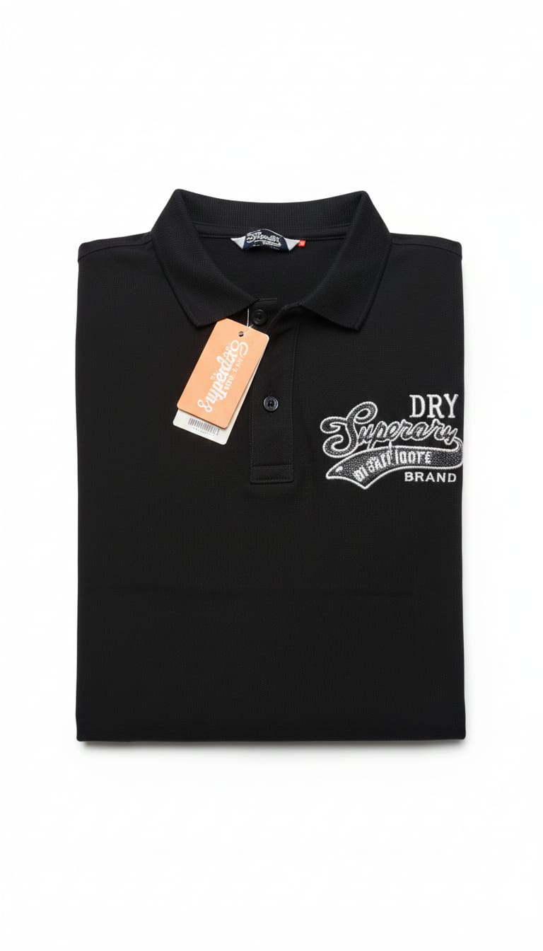 Superdry Men's Classic Black Polo Shirt with Logo