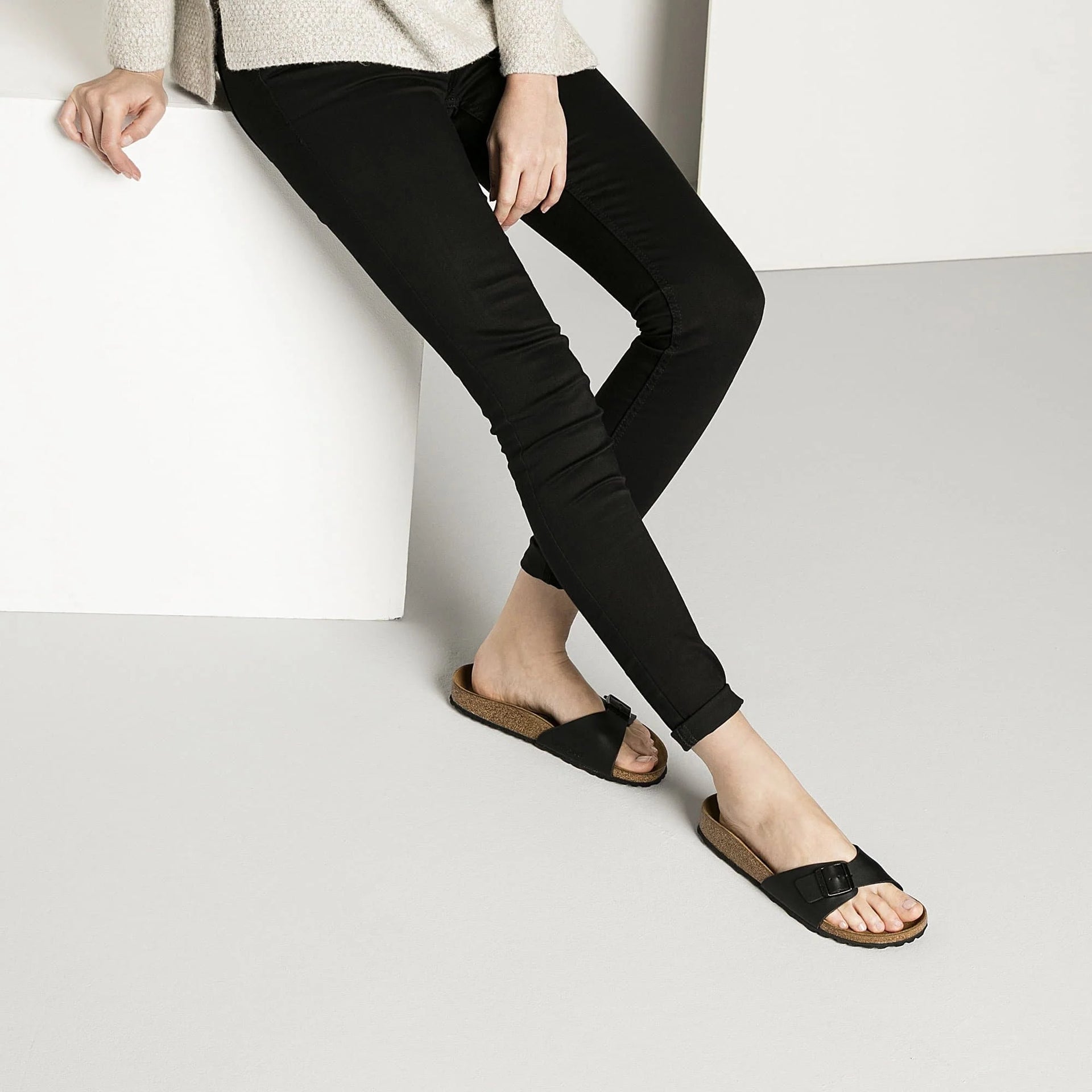 BIRKENSTOCK Midnight Onyx Luxe Leather Slide Sandals