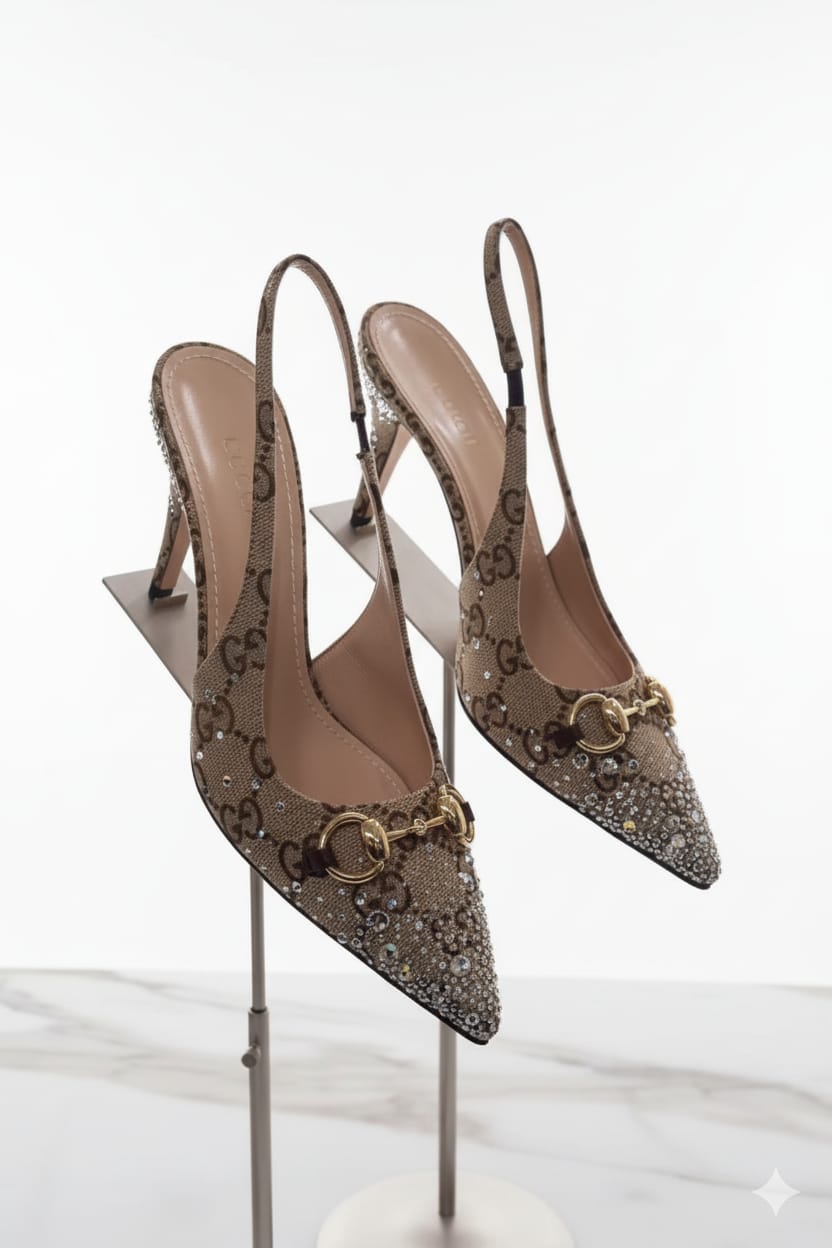 GUCCI Luminous Amber Elegant Fit Slingback Heels