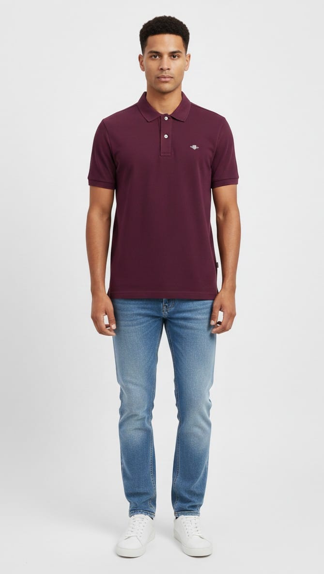 GANT Velvet Merlot Classic Fit Short Sleeve Piqué Polo Shirt