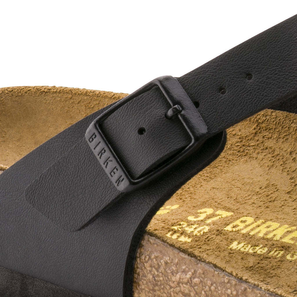 Birkenstock Elegant Black Leather Flip-Flops with Cork Footbed