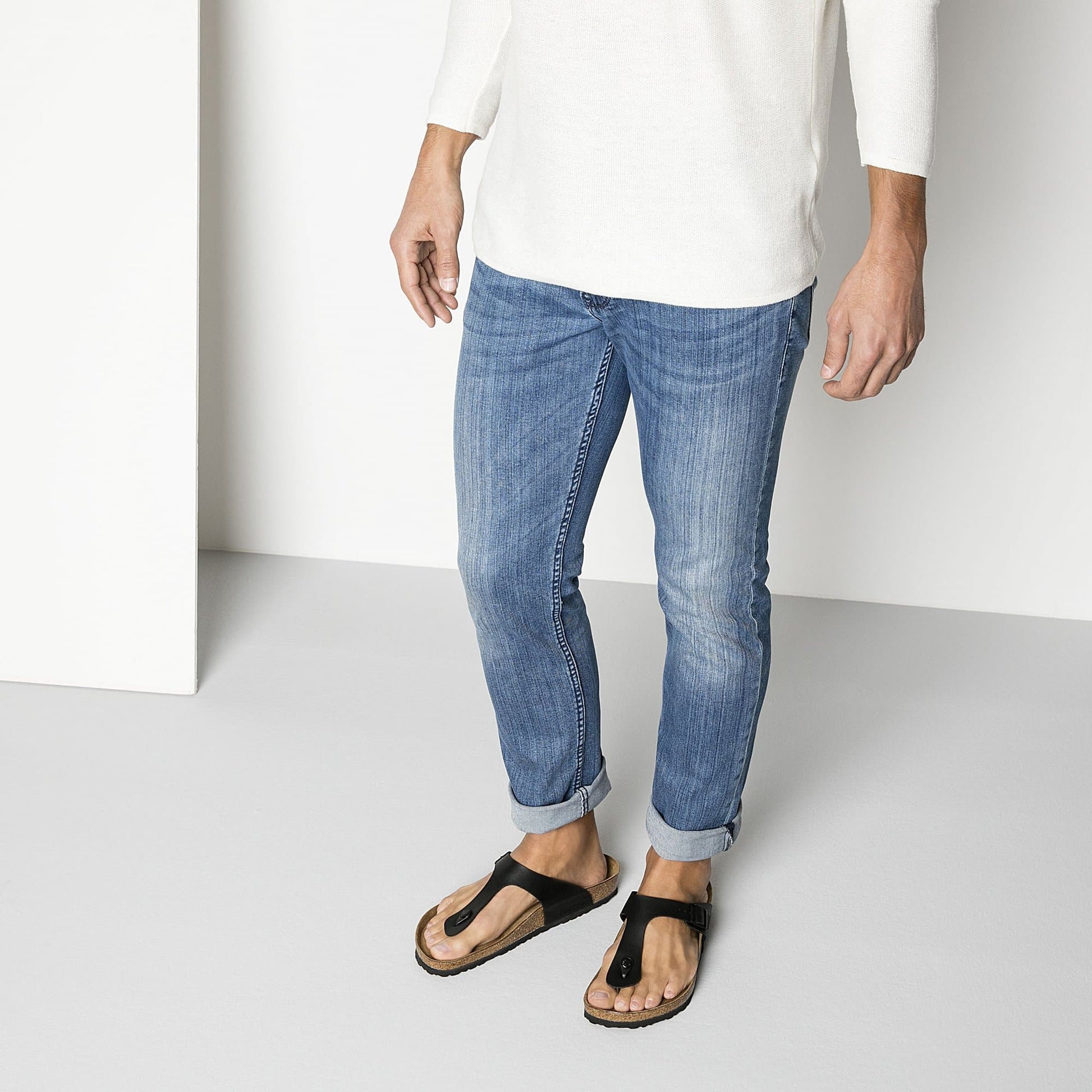 Birkenstock Elegant Black Leather Flip-Flops with Cork Footbed
