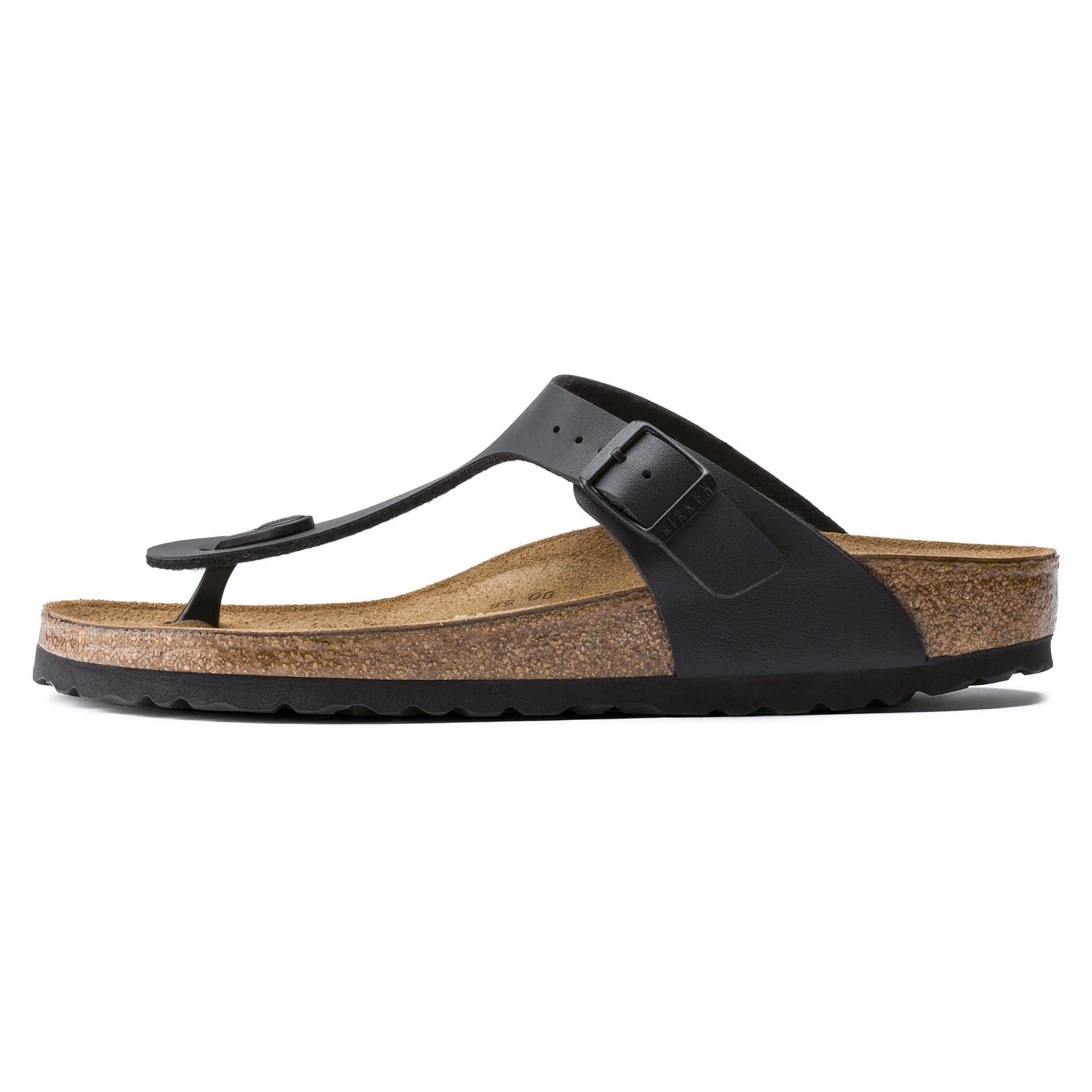 Birkenstock Elegant Black Leather Flip-Flops with Cork Footbed
