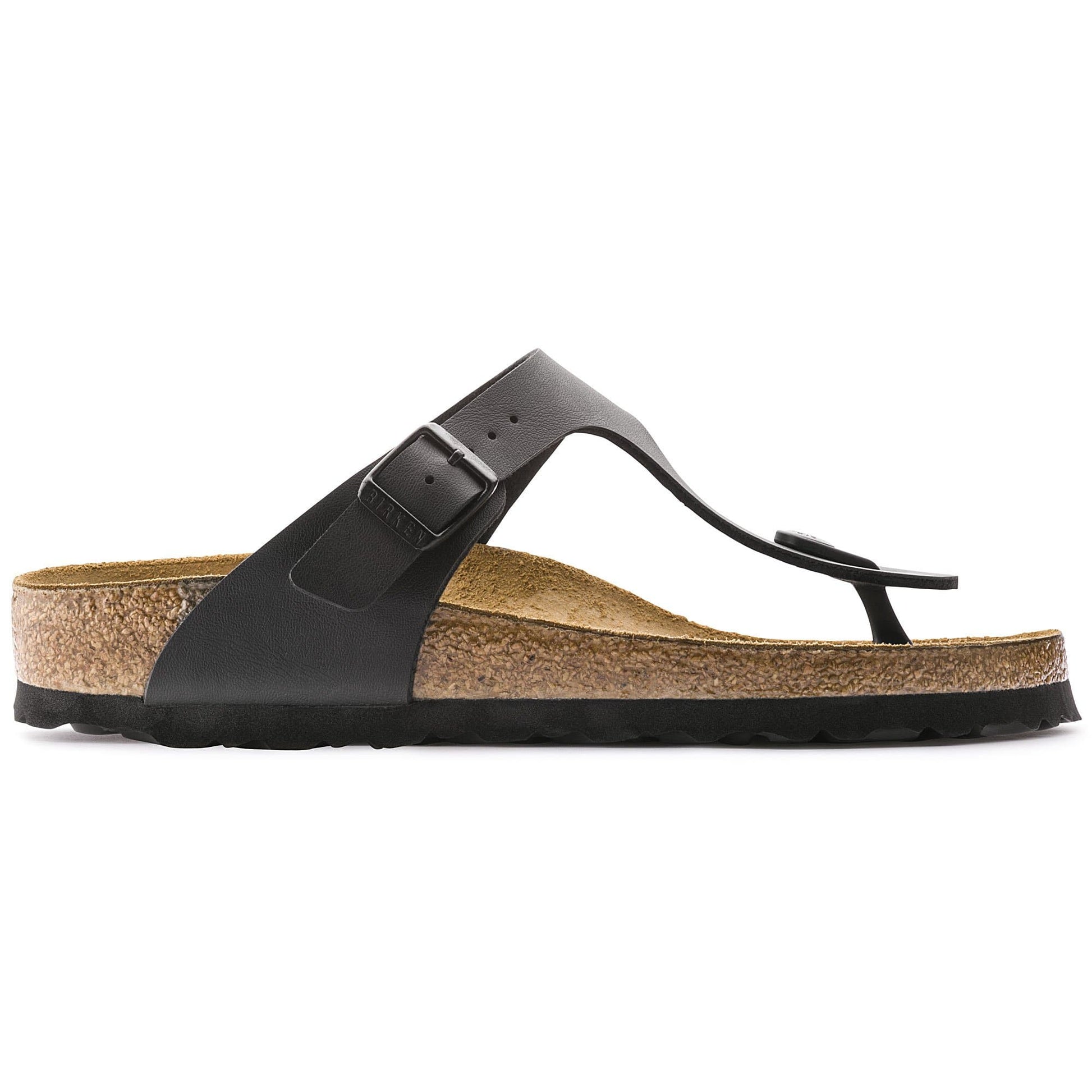 Birkenstock Elegant Black Leather Flip-Flops with Cork Footbed