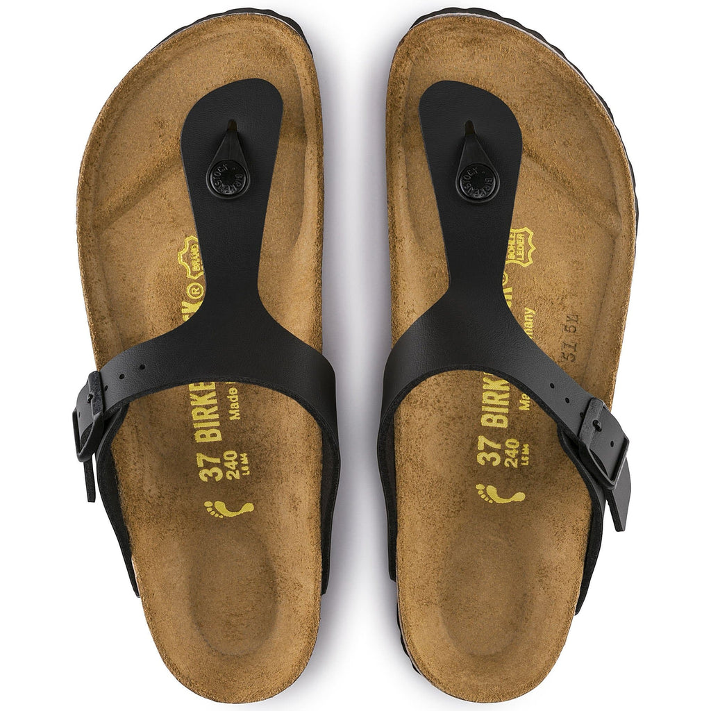 Birkenstock Elegant Black Leather Flip-Flops with Cork Footbed