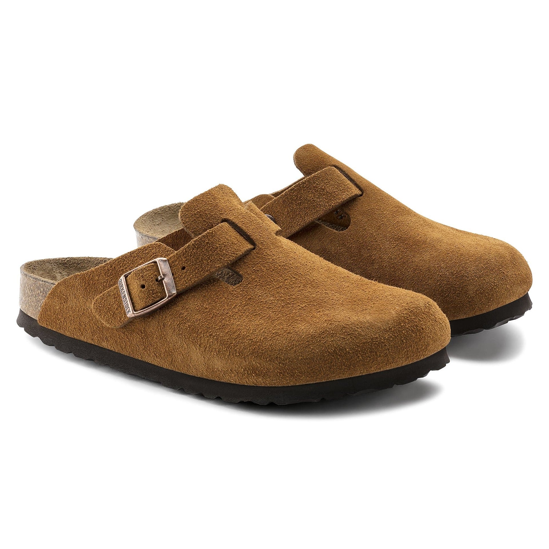 BIRKENSTOCK Rustic Amber Soft Footbed Suede Clogs