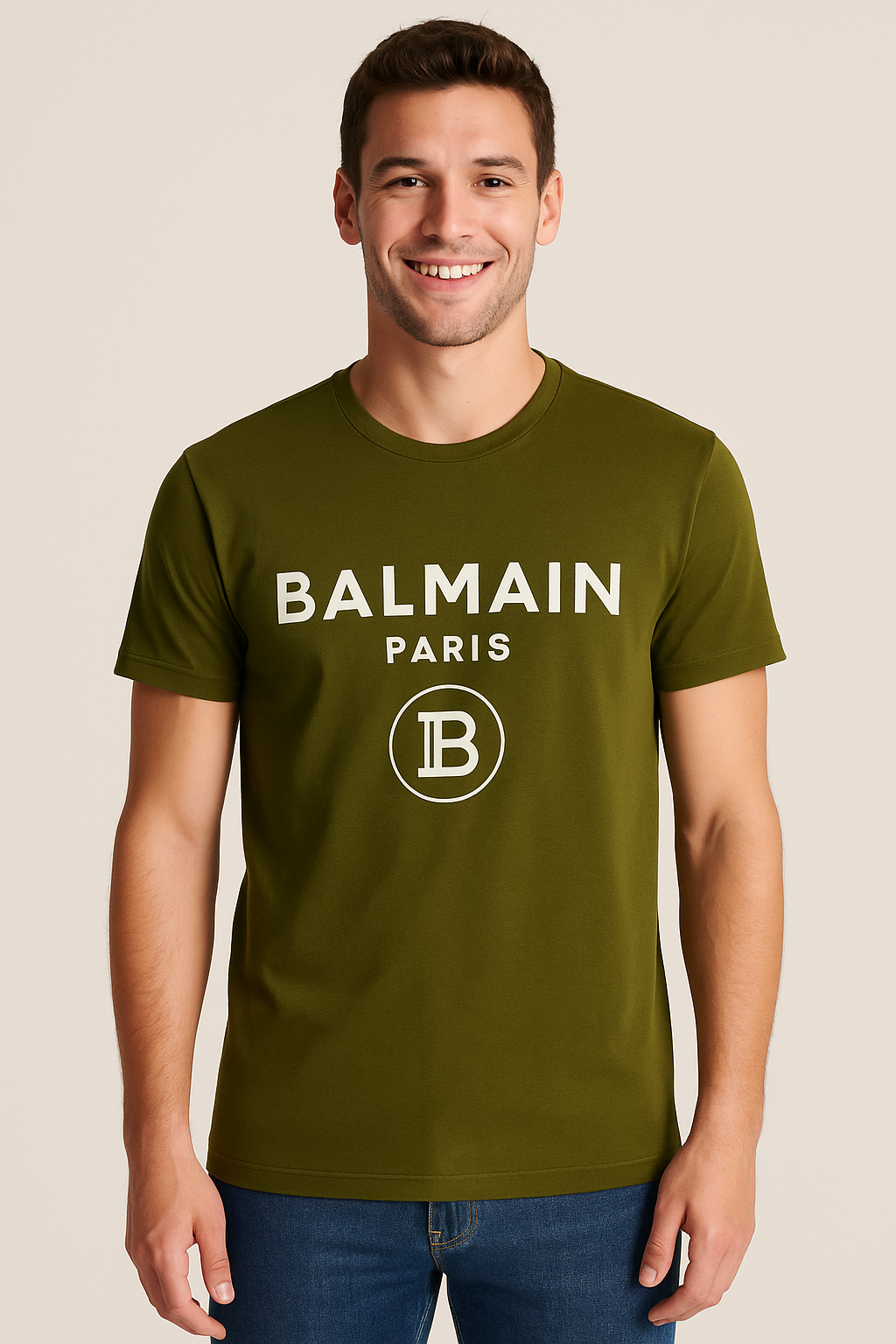 BALMAIN Enchanted Olive Classic Fit Short Sleeve Tee