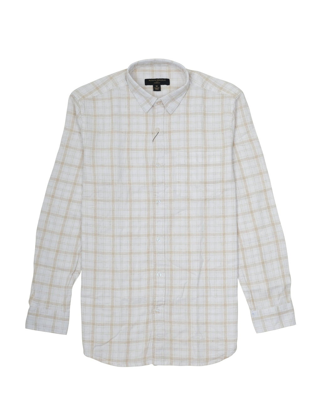 BANANA REPUBLIC Whispering Dune Classic Fit Long Sleeve Plaid Shirt