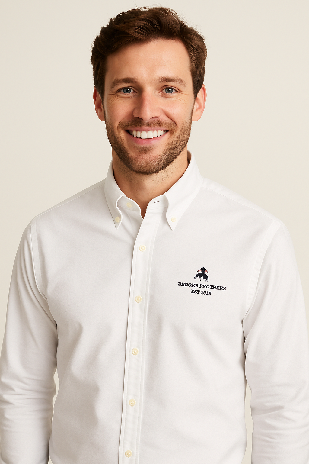 BROOKS BROTHERS Luminous Ivory Classic Fit Long Sleeve Oxford Shirt