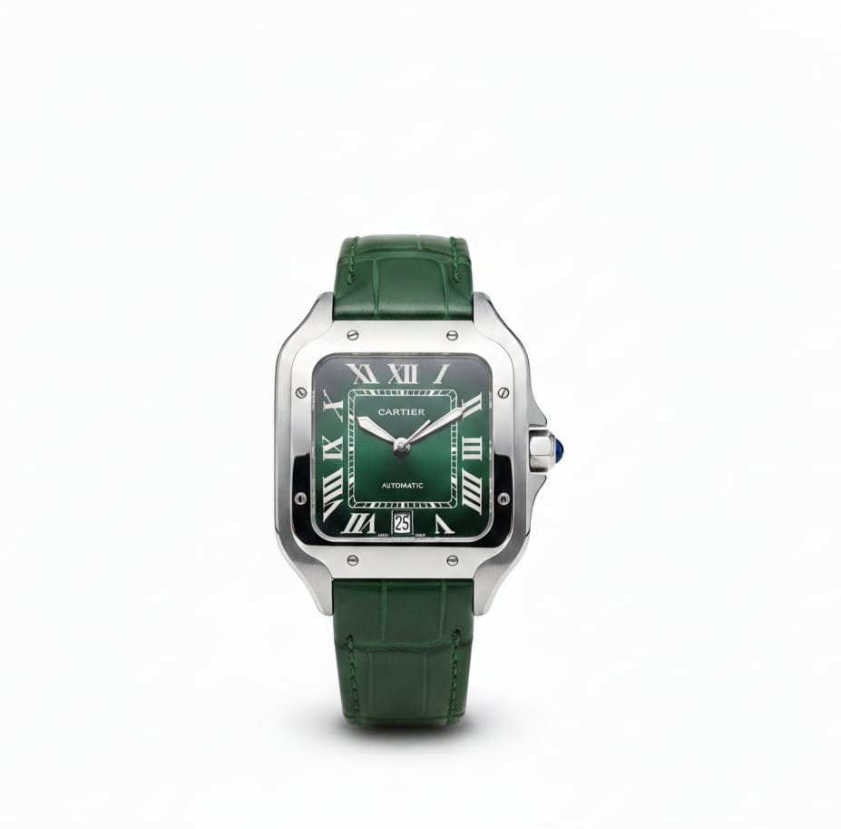 CARTIER Verdant Jewel Santos-Dumont Automatic Leather Watch (IMPORTED)