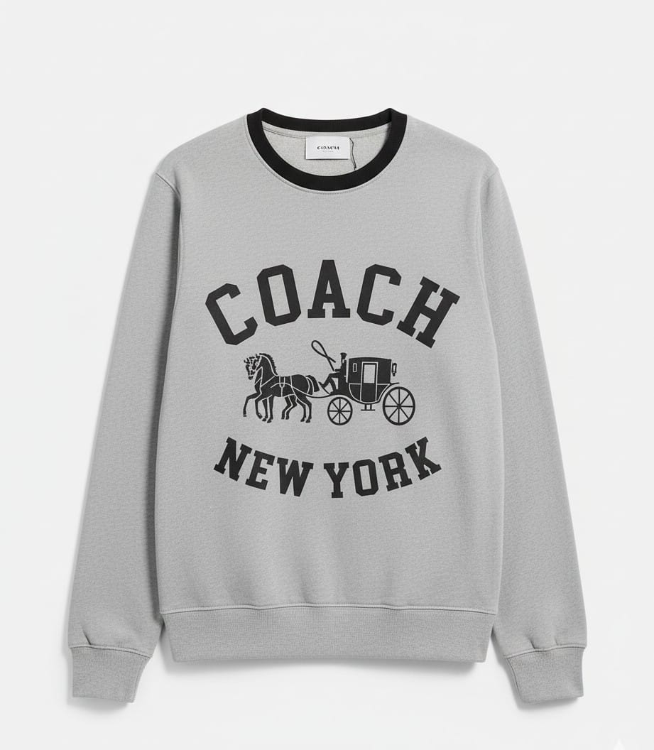 Coach Front Print Heavy Quality Sweatshirt In Grey - Premium Winter Collection