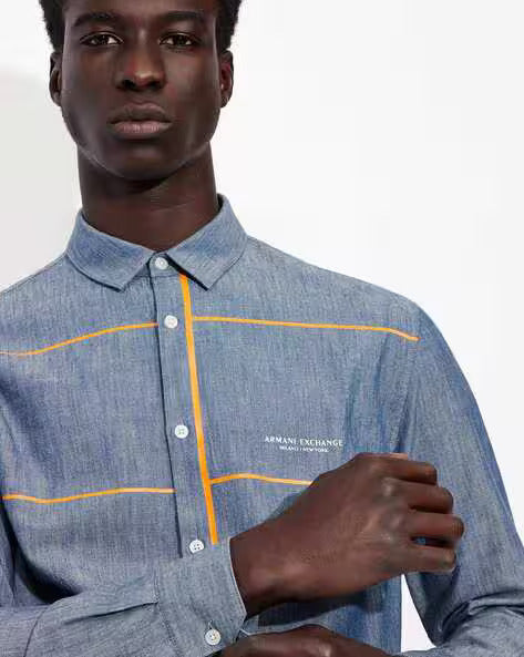 ARMANI EXCHANGE Men's Denim Stripe Button-Up Shirt