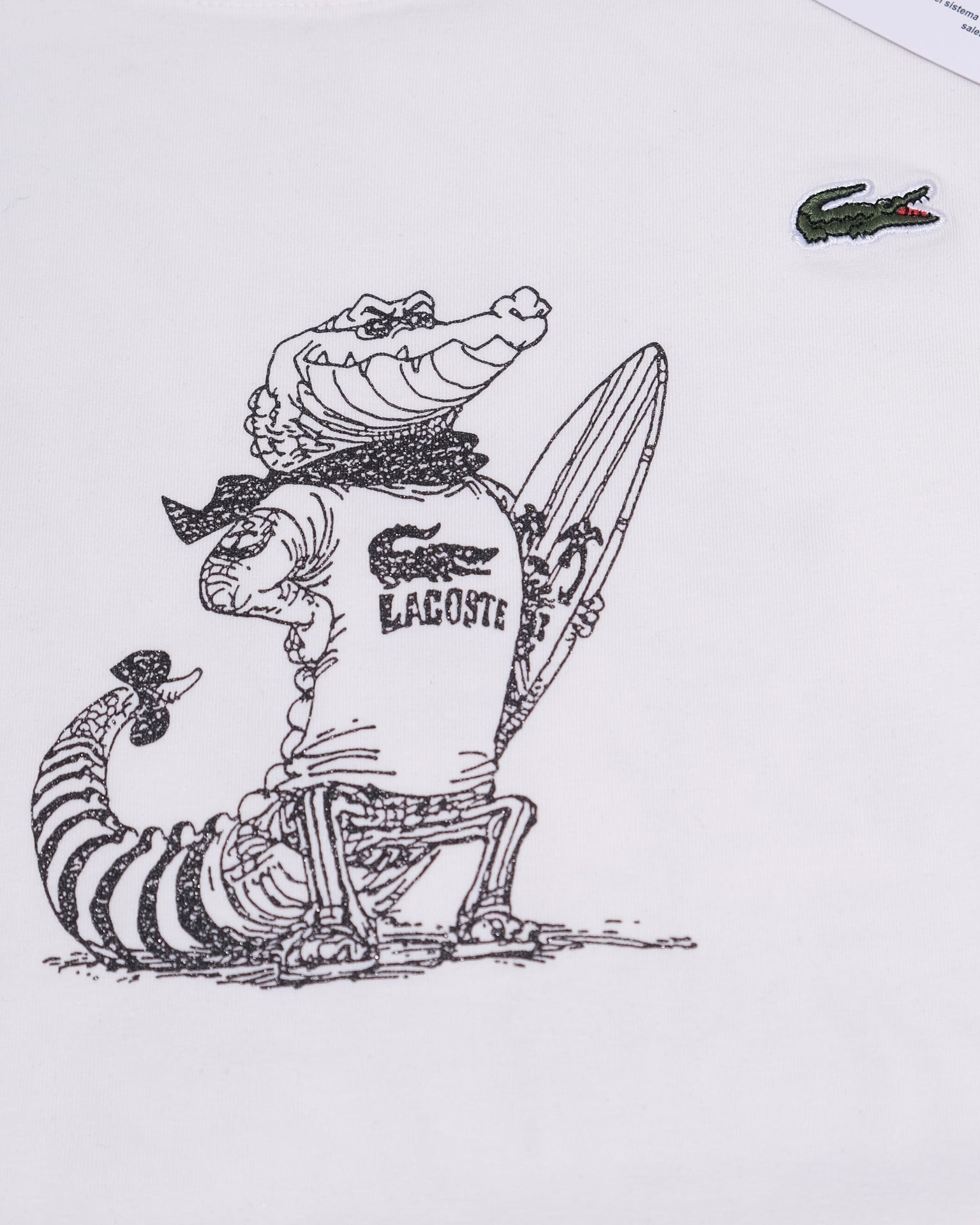 LACOSTE Cloud Cream Classic Fit Surfing Croc Graphic Tee