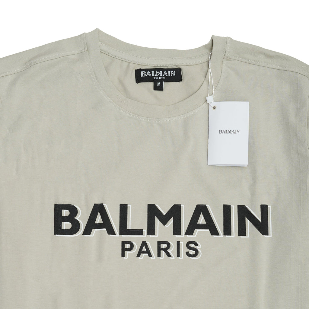 BALMAIN Silver Mist Classic Fit Short Sleeve Logo Tee