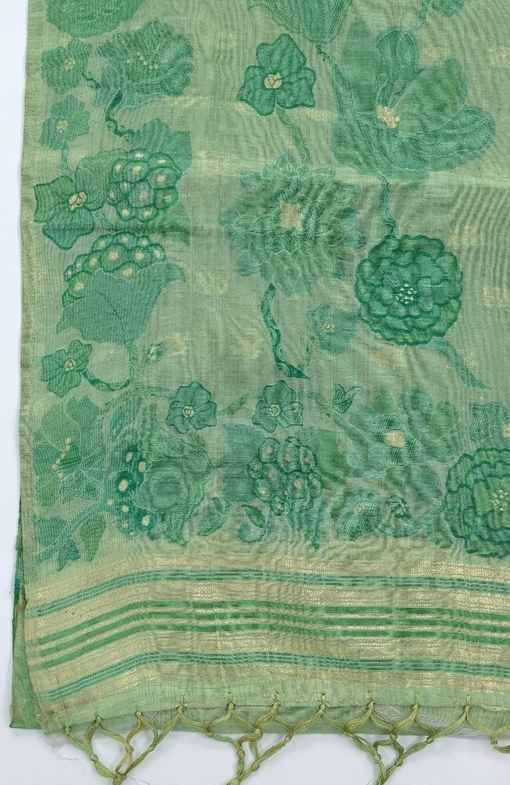 Elegant Weaves Green Floral Embroidered Saree