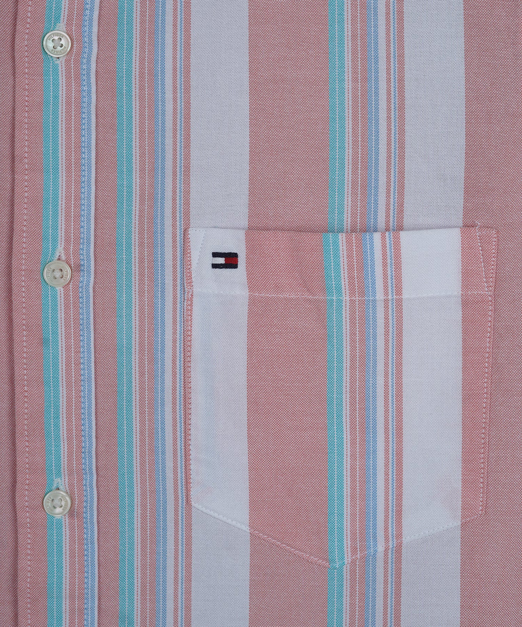 TOMMY HILFIGER Radiant Coral Tailored Fit Long Sleeve Button-Up Shirt