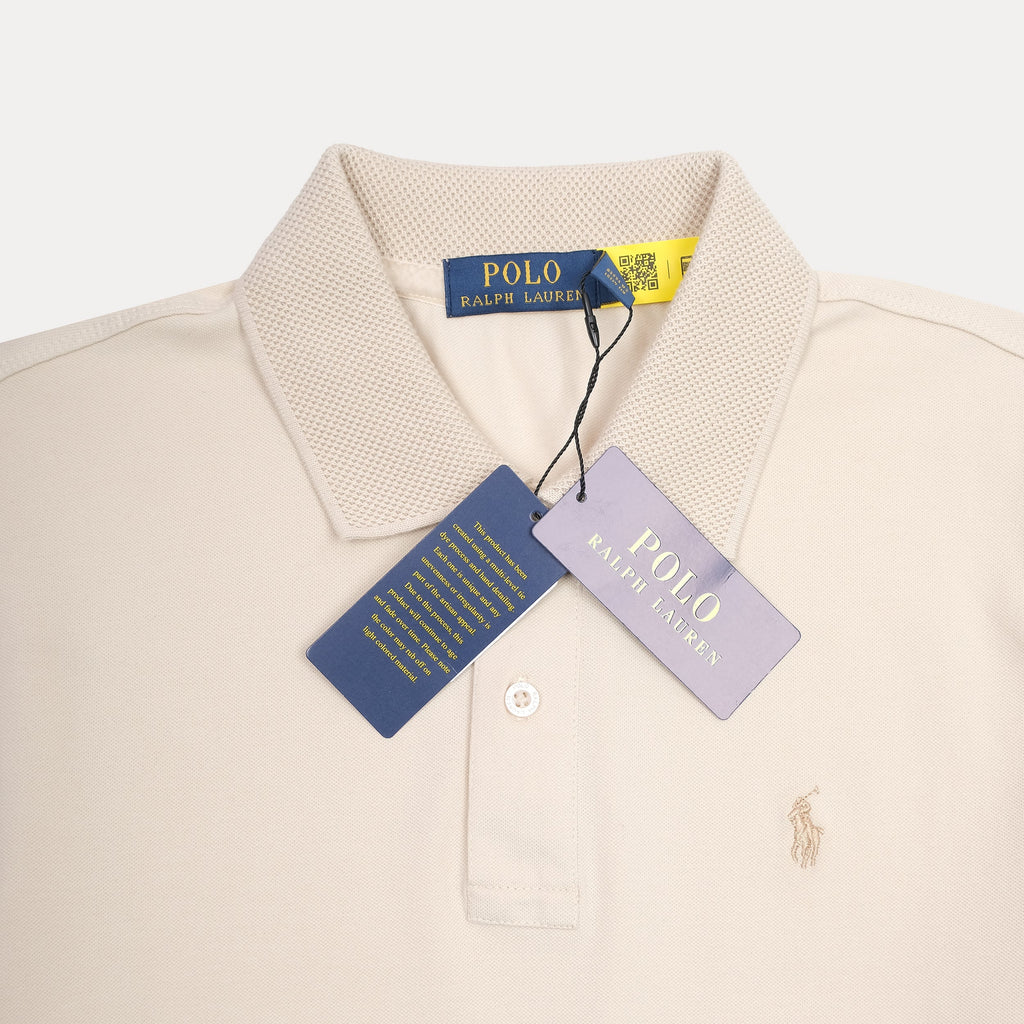 POLY RALPH LAUREN Seraphic Cream Tailored Fit Short Sleeve Cotton Polo