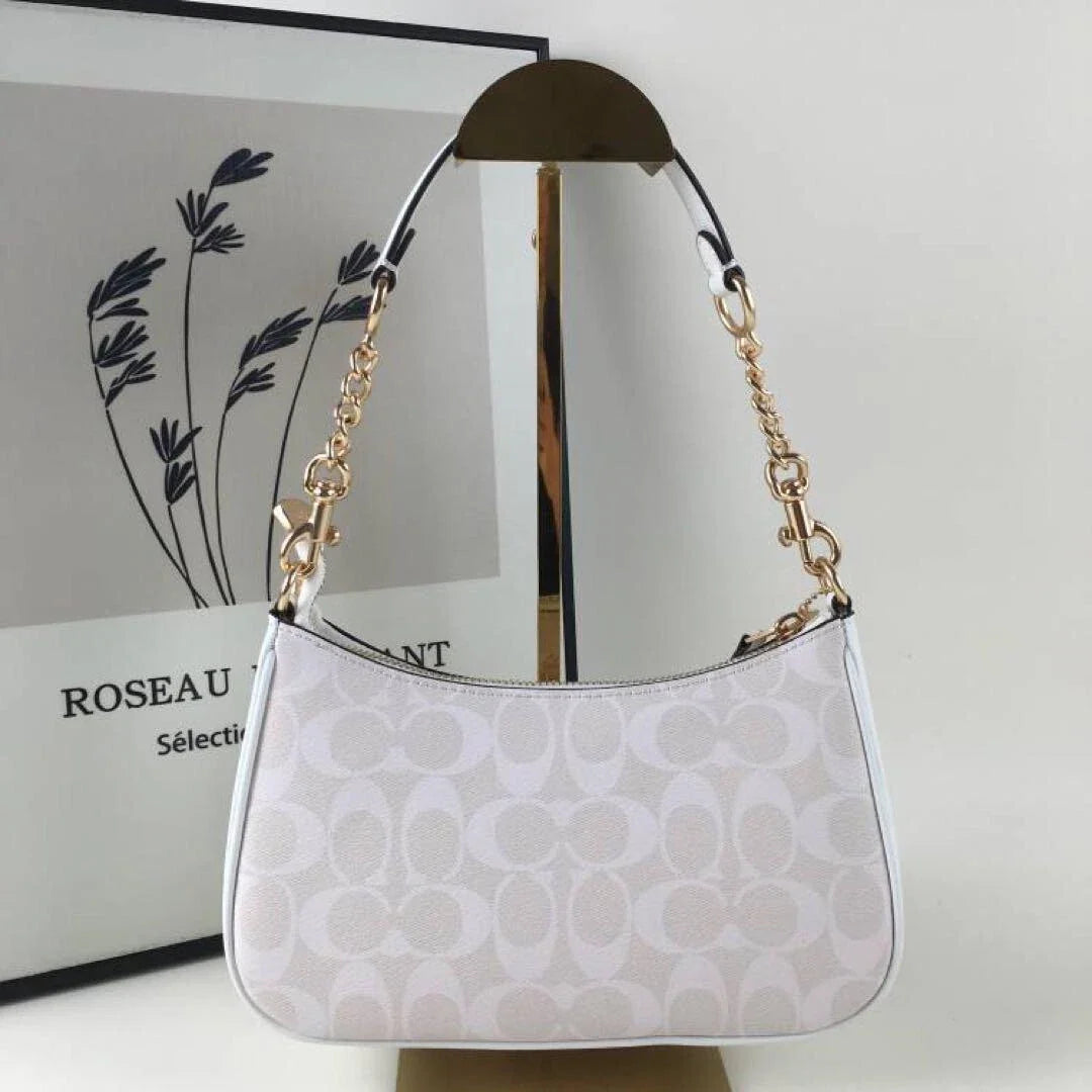 COACH Serene Blush Elegant Hobo Bag with Opulent Chain Detail