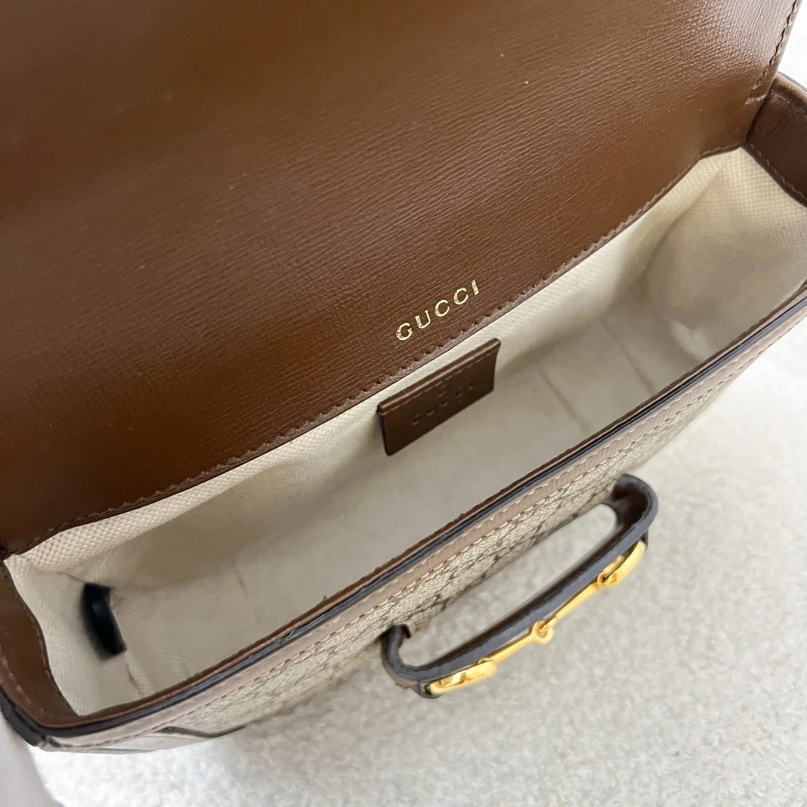 GUCCI Rustic Chestnut Signature Canvas & Leather Tote Bag