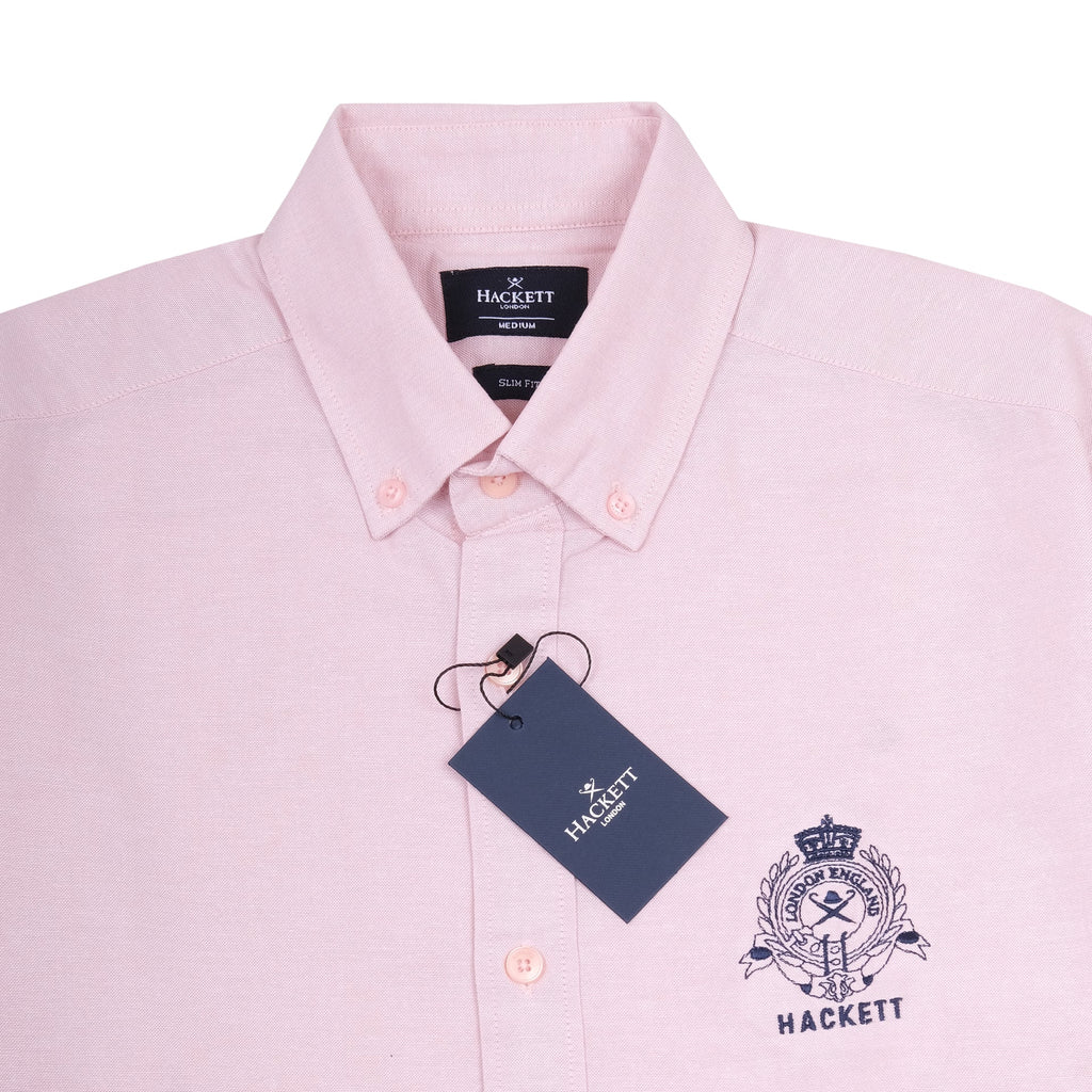 HACKETT Blush Petal Classic Fit Long Sleeve Button-Up Shirt with Embroidered Crest
