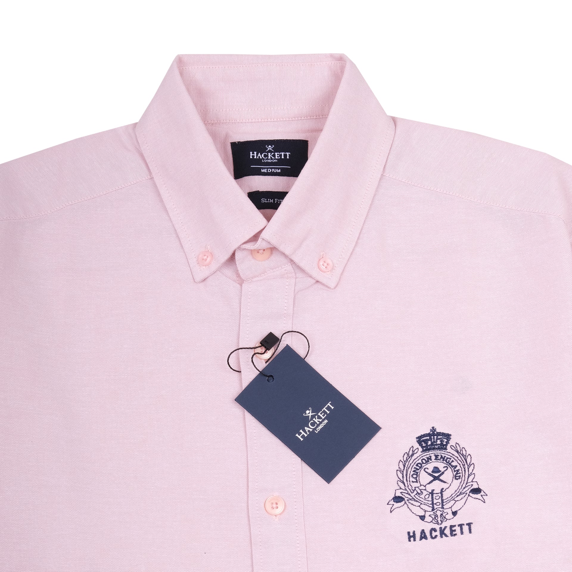 HACKETT Blush Petal Classic Fit Long Sleeve Button-Up Shirt with Embroidered Crest