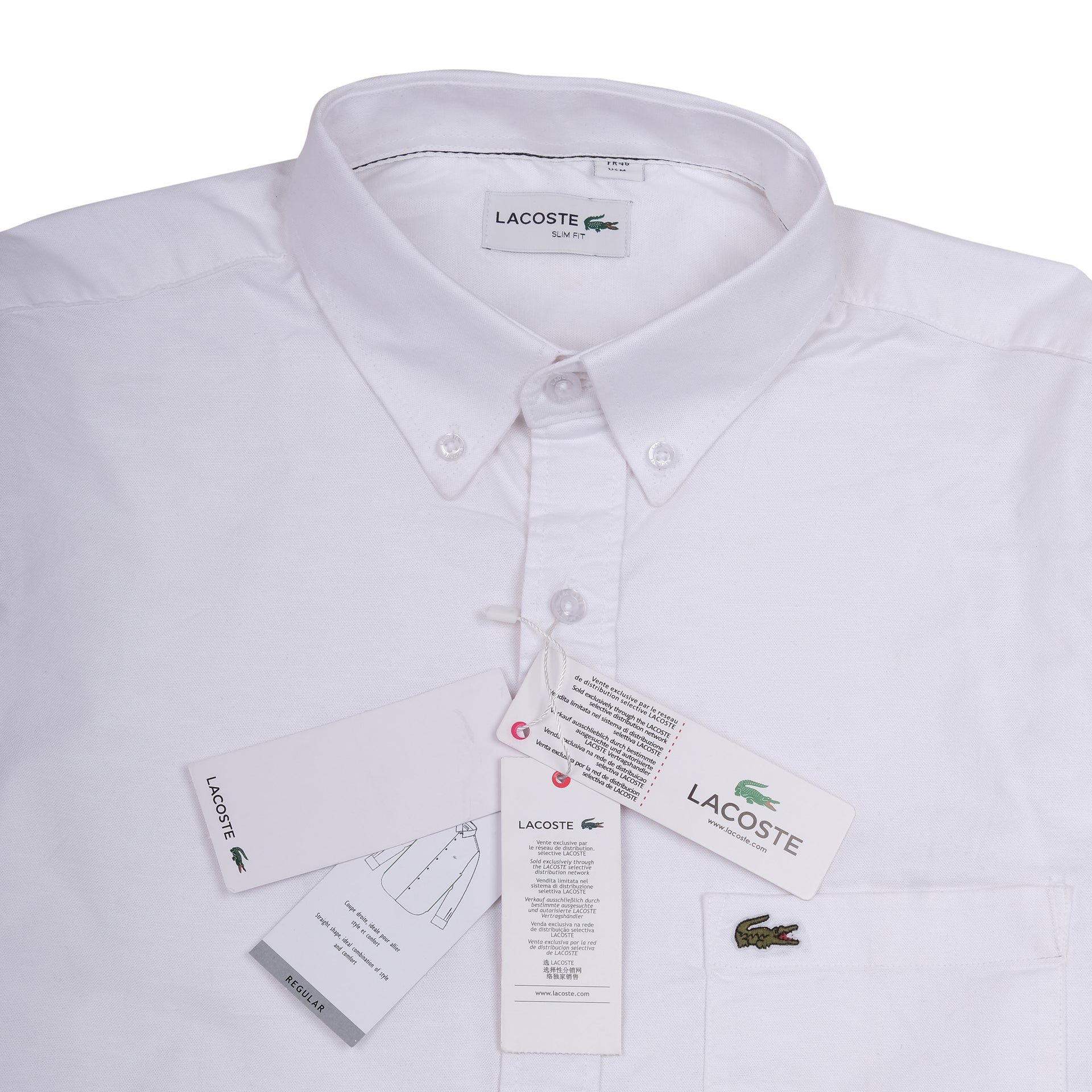 LACOSTE Cloud White Classic Fit Short Sleeve Button-Up Shirt